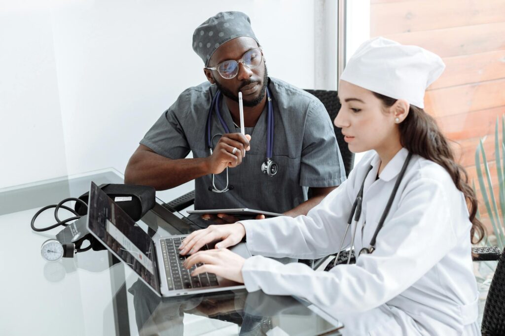medical professionals in their scrub suits