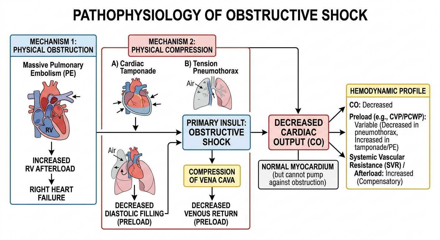 Obstructive Shock Heart Example U01.17.082 Obstructive Shock: Causes, Hemodynamics, and Pathophysiology